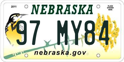 NE license plate 97MY84