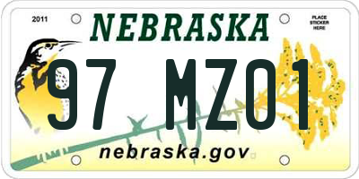 NE license plate 97MZ01