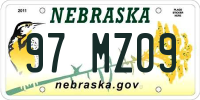 NE license plate 97MZ09