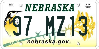 NE license plate 97MZ13