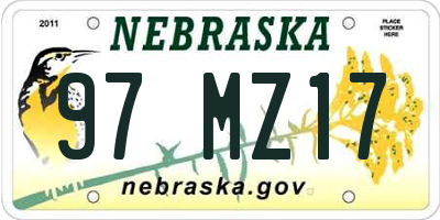 NE license plate 97MZ17