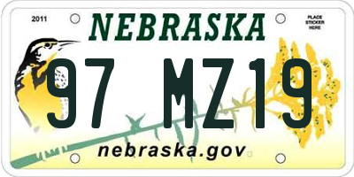 NE license plate 97MZ19