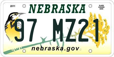 NE license plate 97MZ21