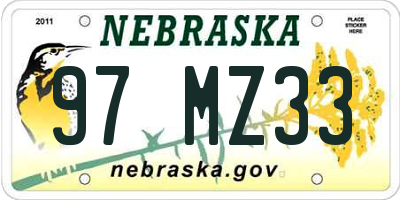 NE license plate 97MZ33