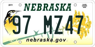 NE license plate 97MZ47