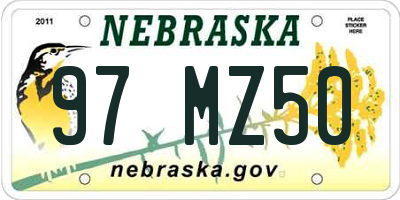 NE license plate 97MZ50