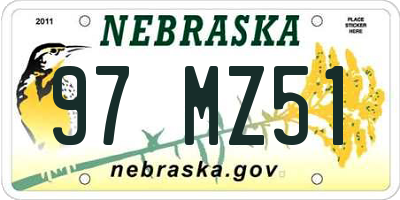 NE license plate 97MZ51