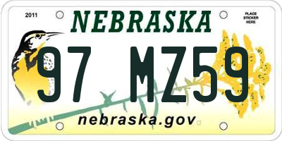 NE license plate 97MZ59