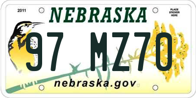 NE license plate 97MZ70