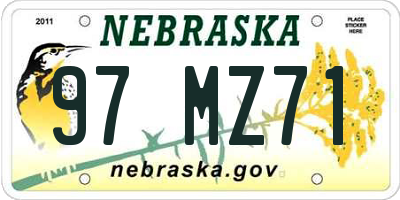 NE license plate 97MZ71