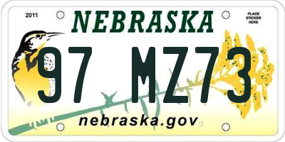 NE license plate 97MZ73