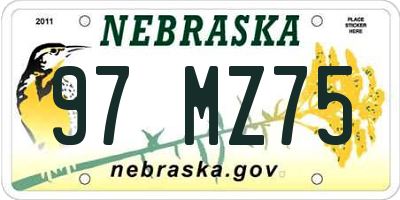 NE license plate 97MZ75