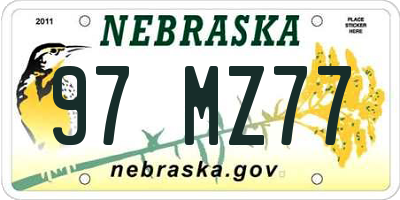 NE license plate 97MZ77