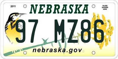 NE license plate 97MZ86