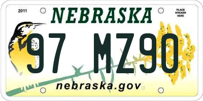 NE license plate 97MZ90
