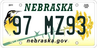 NE license plate 97MZ93