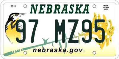 NE license plate 97MZ95