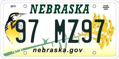 NE license plate 97MZ97