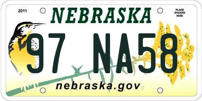 NE license plate 97NA58