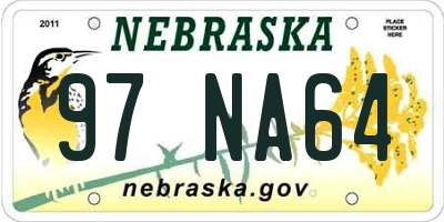 NE license plate 97NA64