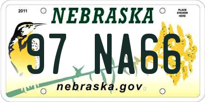 NE license plate 97NA66
