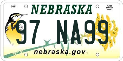 NE license plate 97NA99