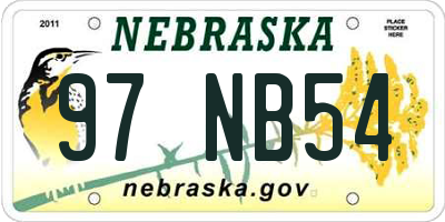 NE license plate 97NB54