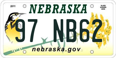 NE license plate 97NB62