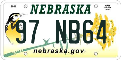 NE license plate 97NB64