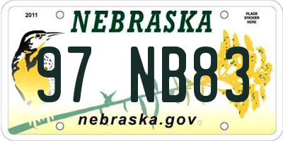 NE license plate 97NB83
