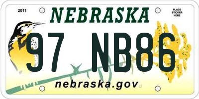 NE license plate 97NB86