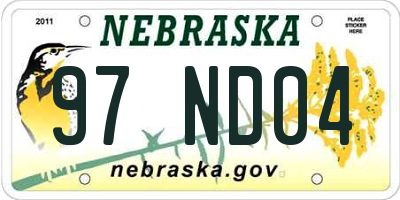 NE license plate 97ND04