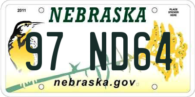 NE license plate 97ND64