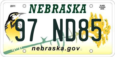 NE license plate 97ND85