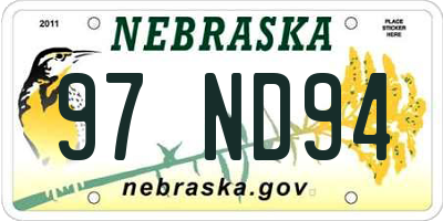 NE license plate 97ND94