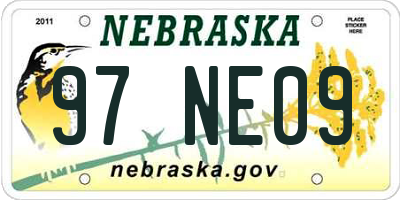 NE license plate 97NE09