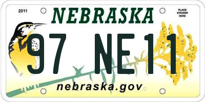NE license plate 97NE11