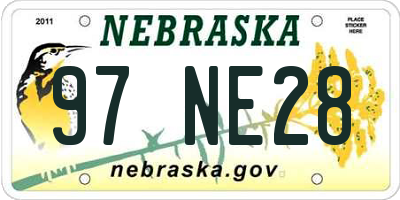 NE license plate 97NE28