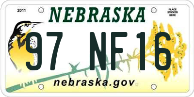 NE license plate 97NF16