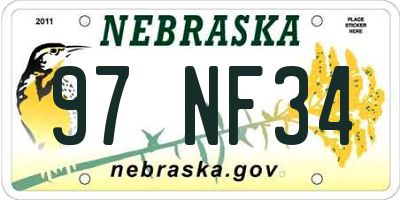NE license plate 97NF34