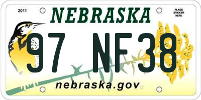 NE license plate 97NF38