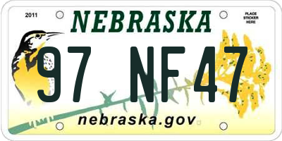 NE license plate 97NF47