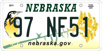 NE license plate 97NF51