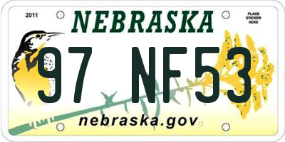 NE license plate 97NF53