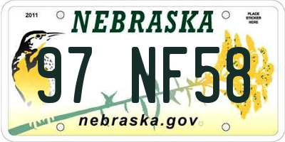 NE license plate 97NF58
