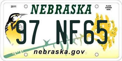 NE license plate 97NF65