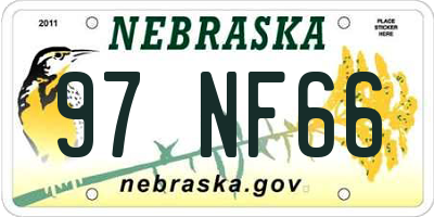 NE license plate 97NF66