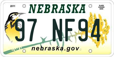 NE license plate 97NF94