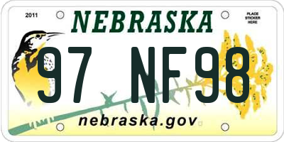NE license plate 97NF98