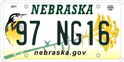 NE license plate 97NG16